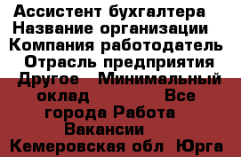 Ассистент бухгалтера › Название организации ­ Компания-работодатель › Отрасль предприятия ­ Другое › Минимальный оклад ­ 17 000 - Все города Работа » Вакансии   . Кемеровская обл.,Юрга г.